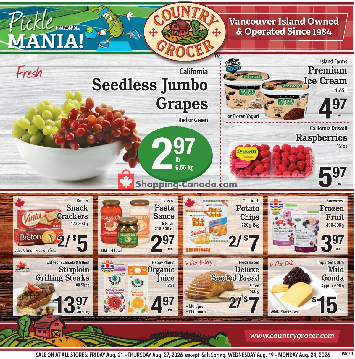 Country Grocer flyer from Friday August 21, 2026 to Thursday August 27, 2026 - page 1