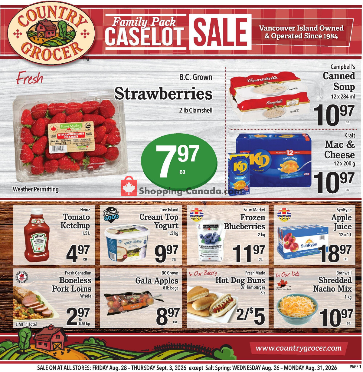Country Grocer flyer from Friday August 28, 2026 to Thursday September 3, 2026 - page 1