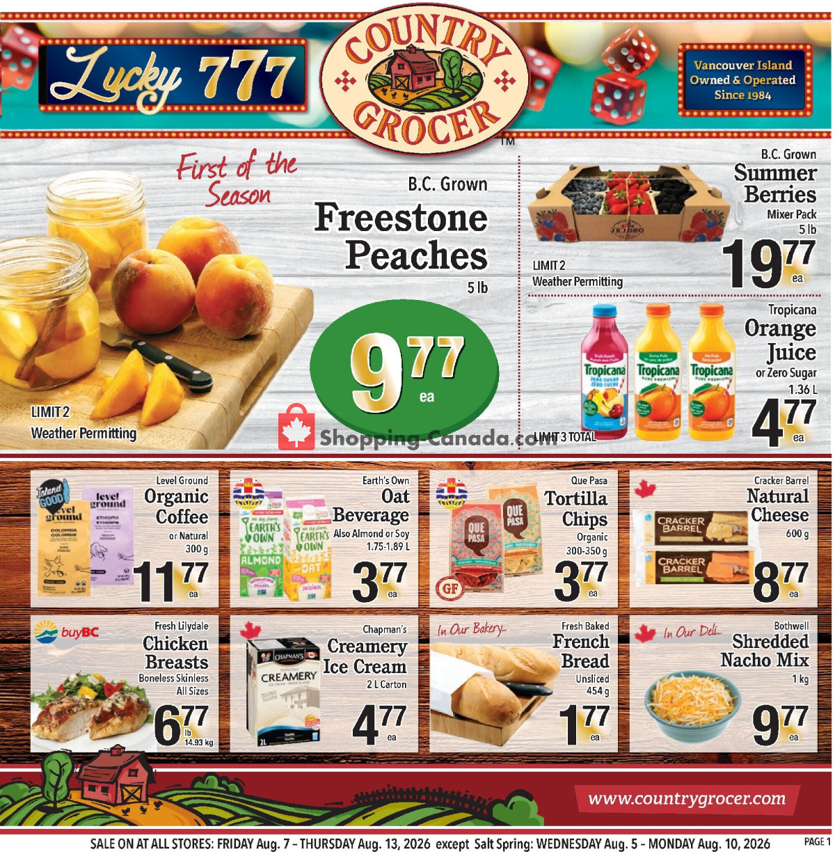 Country Grocer flyer from Friday August 7, 2026 to Thursday August 13, 2026 - page 1