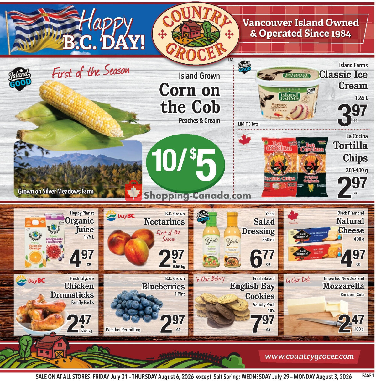 Country Grocer flyer from Wednesday July 29, 2026 to Thursday August 6, 2026 - page 1