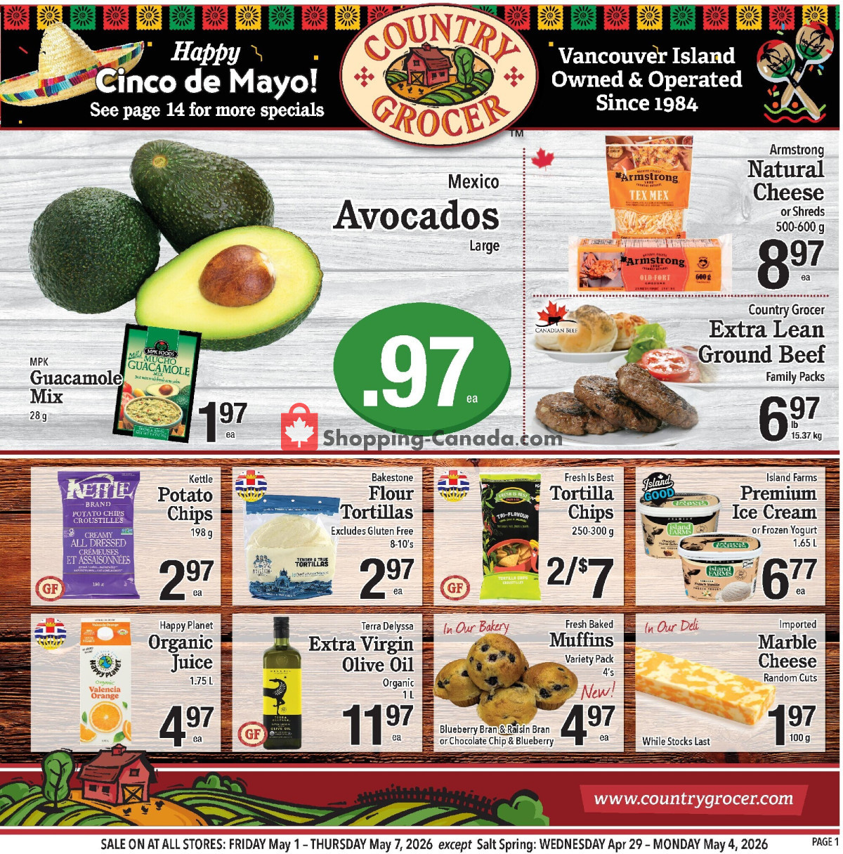 Country Grocer flyer from Friday May 1, 2026 to Thursday May 7, 2026 - page 1