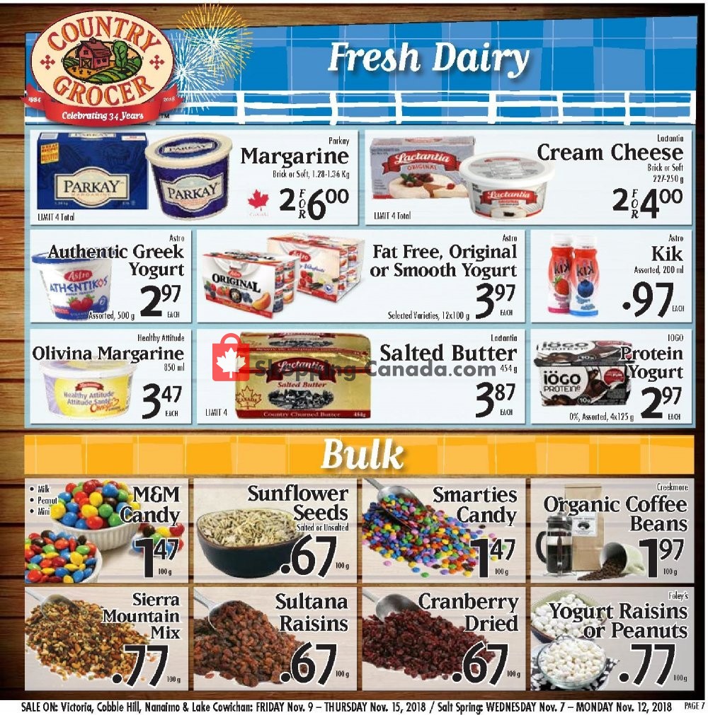 Country Grocer Canada, flyer (Salt Spring Island) November 9