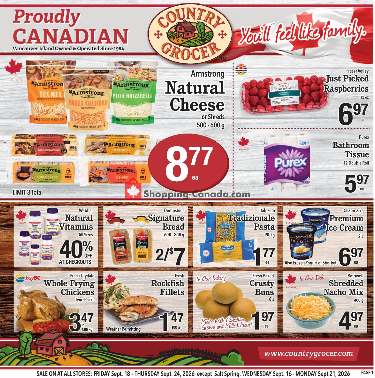 Country Grocer flyer from Wednesday September 16, 2026 to Monday September 21, 2026 - page 1