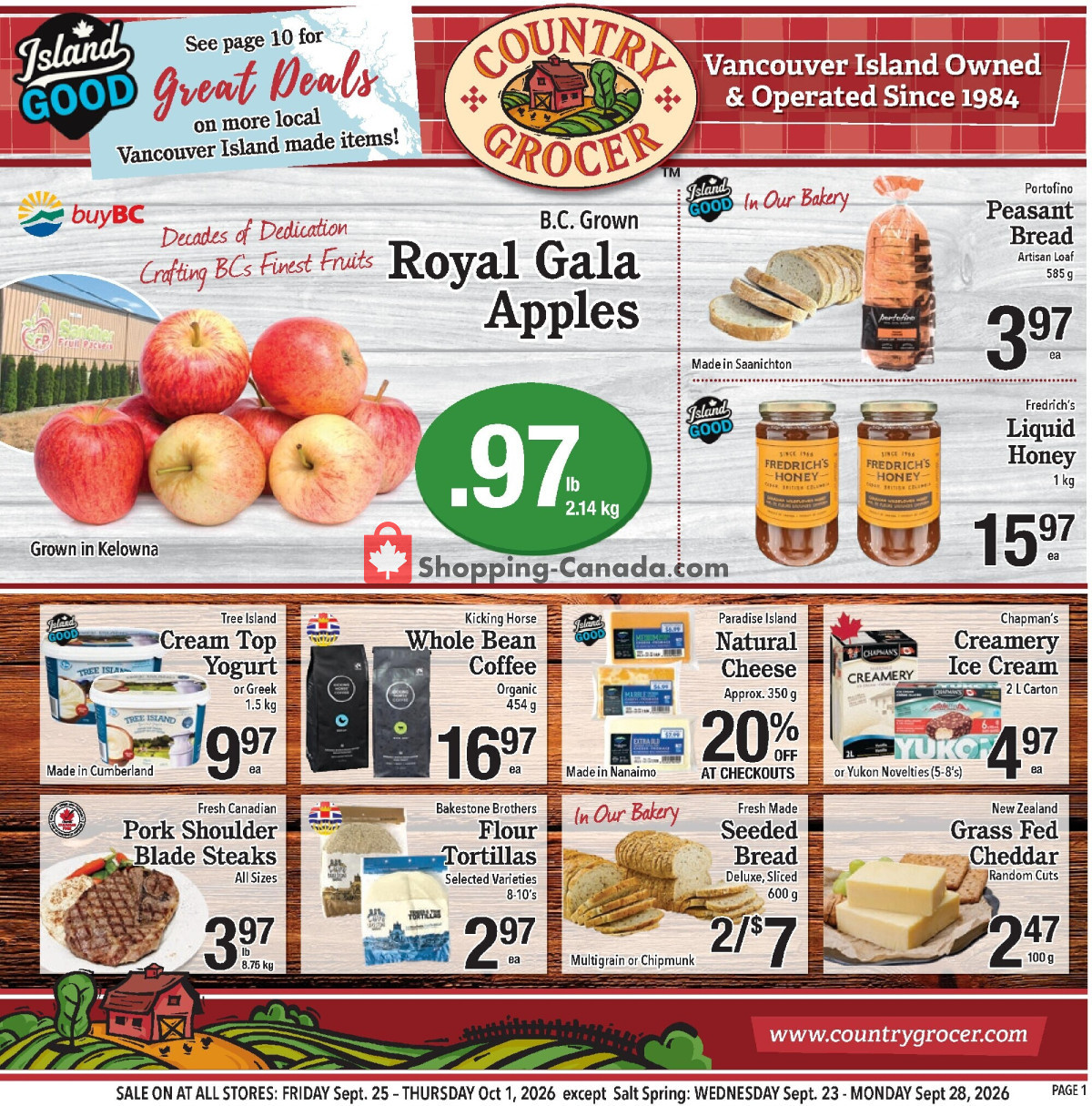 Country Grocer flyer from Wednesday September 23, 2026 to Thursday October 1, 2026 - page 1