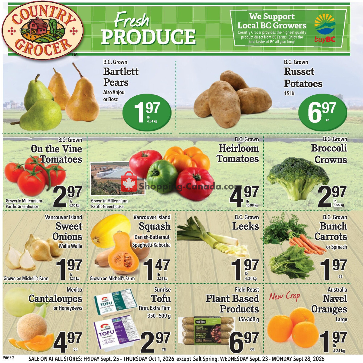 Country Grocer flyer from Wednesday September 23, 2026 to Thursday October 1, 2026 - page 2
