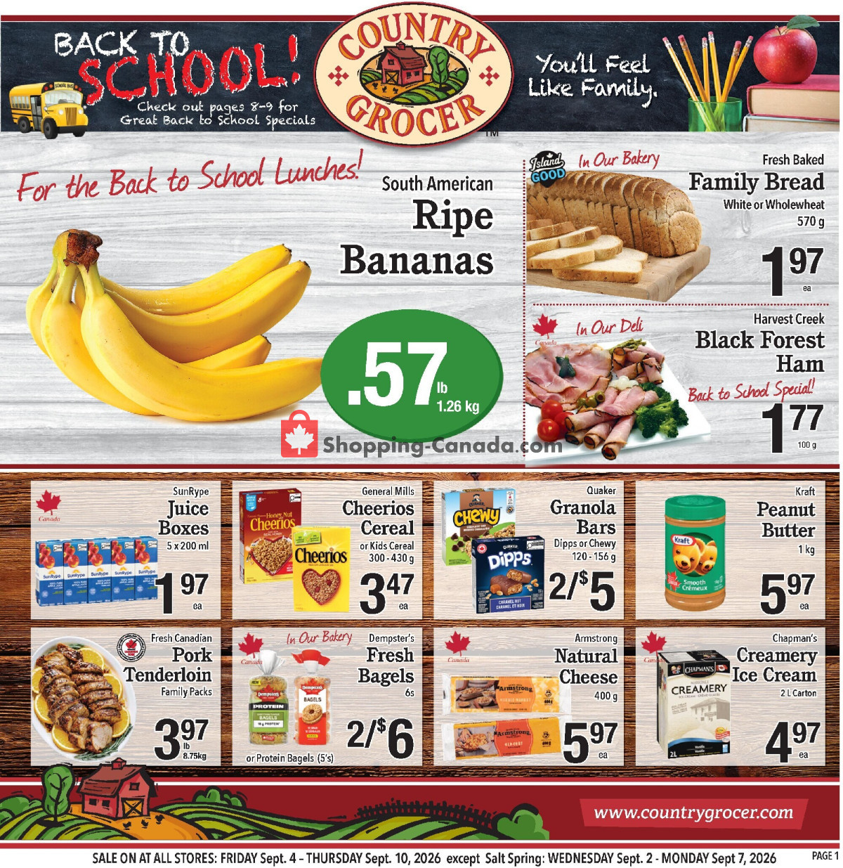 Country Grocer flyer from Friday September 4, 2026 to Thursday September 10, 2026 - page 1