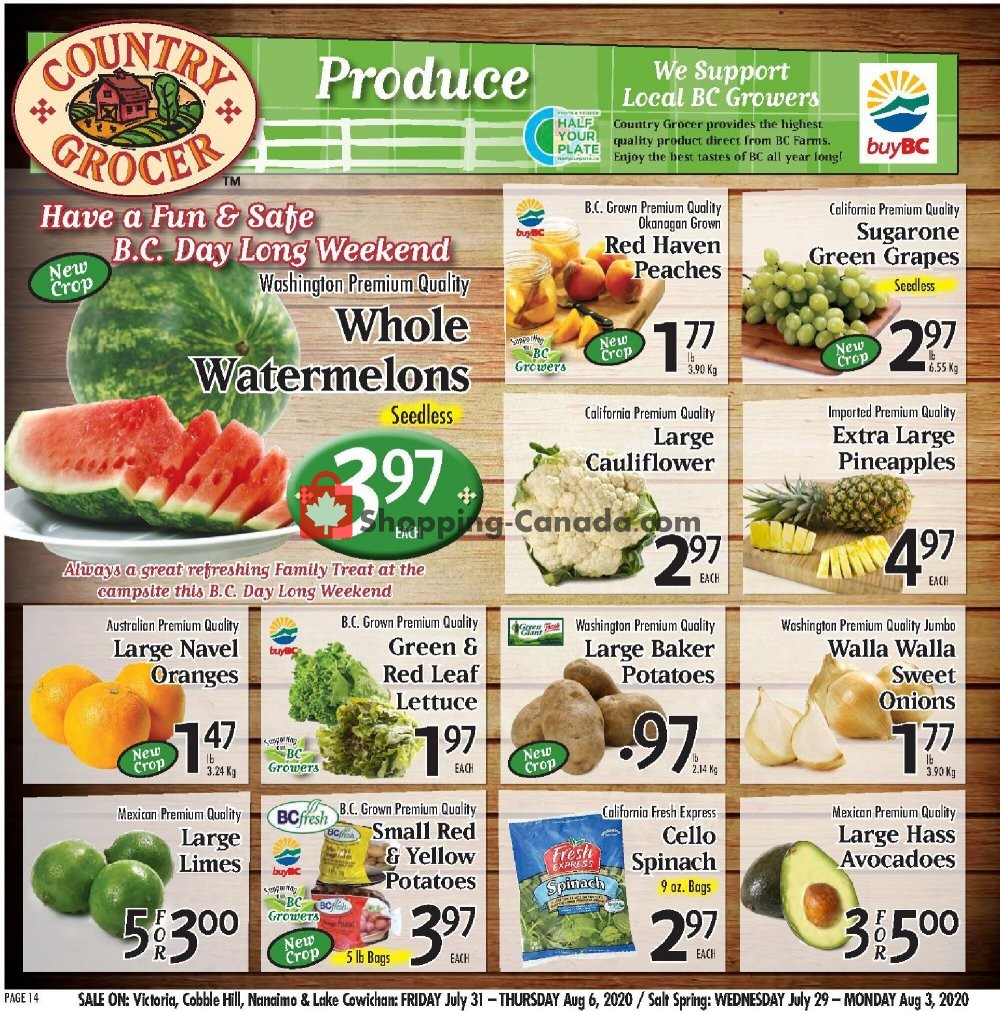 Country Grocer flyer from Friday July 31, 2020 to Thursday August 6, 2020 - page 14