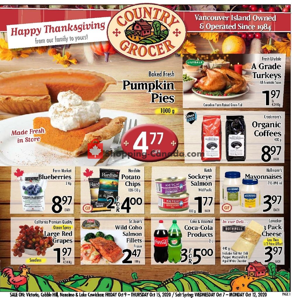 Country Grocer flyer from Friday October 9, 2020 to Thursday October 15, 2020 - page 1