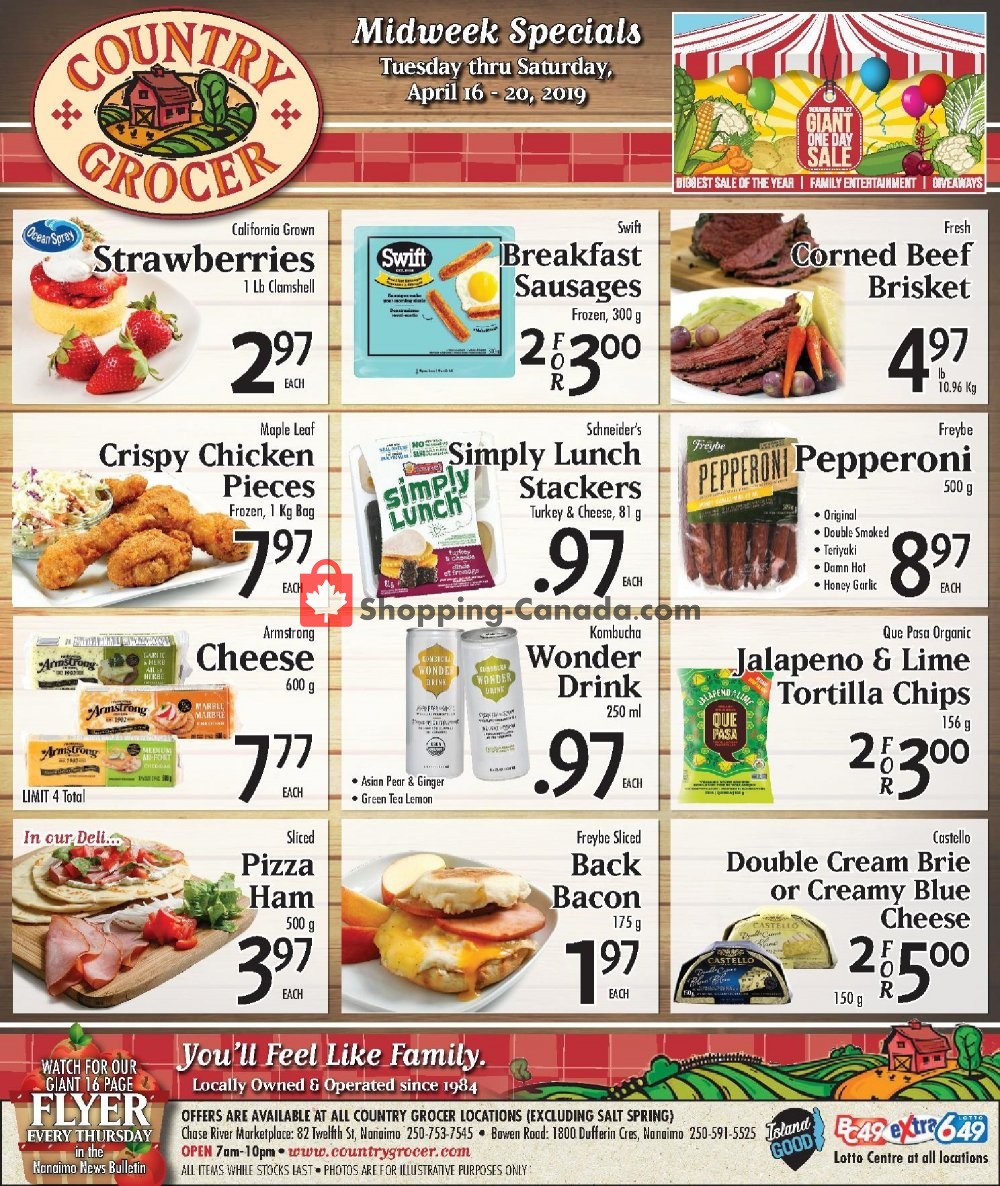 Country Grocer flyer from Tuesday April 16, 2019 to Saturday April 20, 2019 - page 1