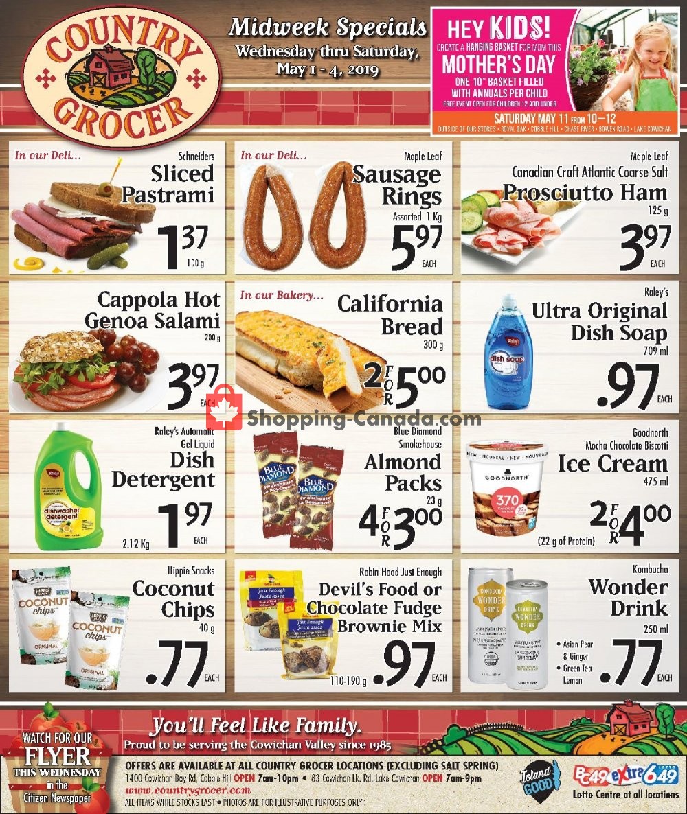 Country Grocer flyer from Wednesday May 1, 2019 to Saturday May 4, 2019 - page 1
