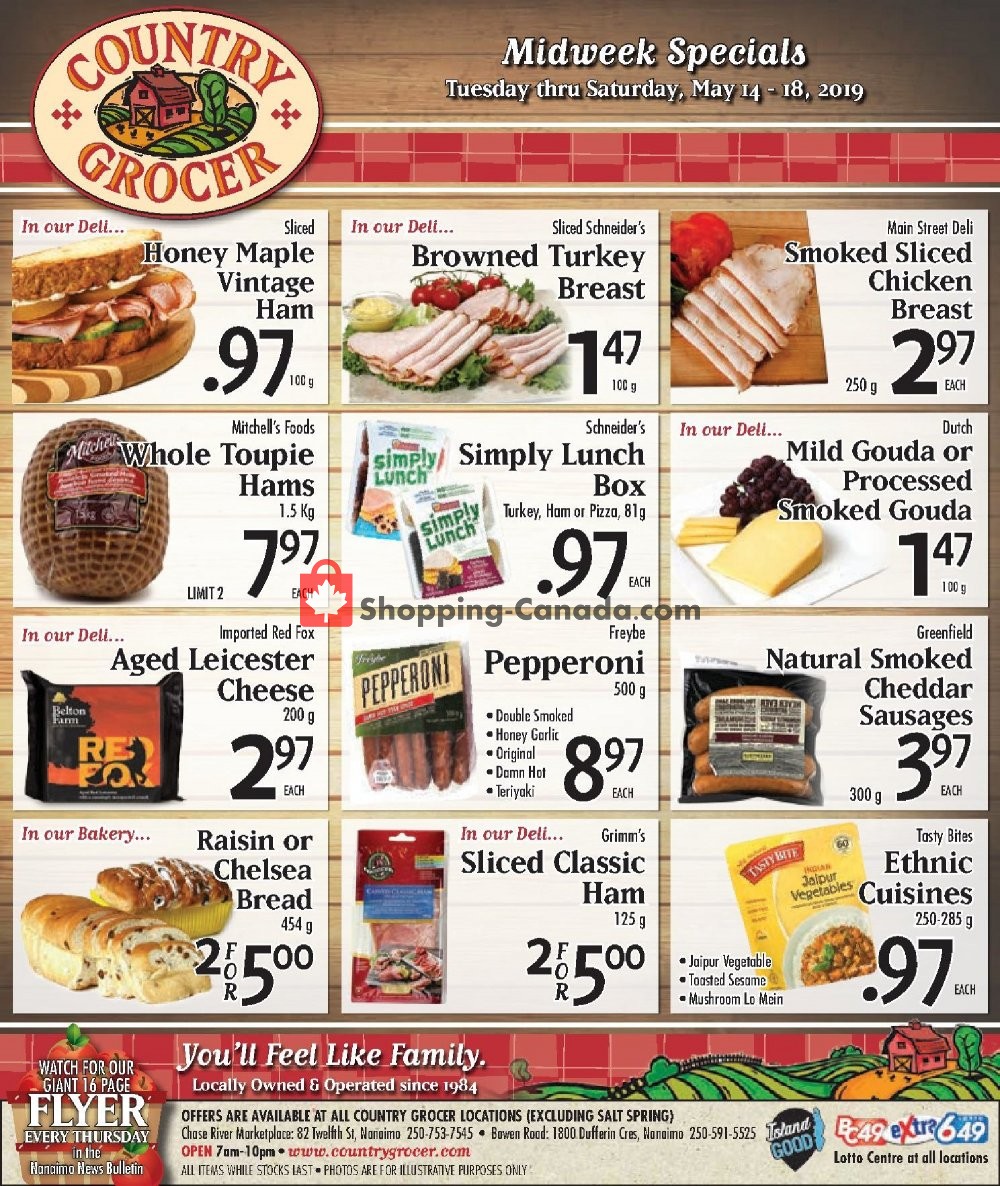 Country Grocer flyer from Tuesday May 14, 2019 to Saturday May 18, 2019 - page 1