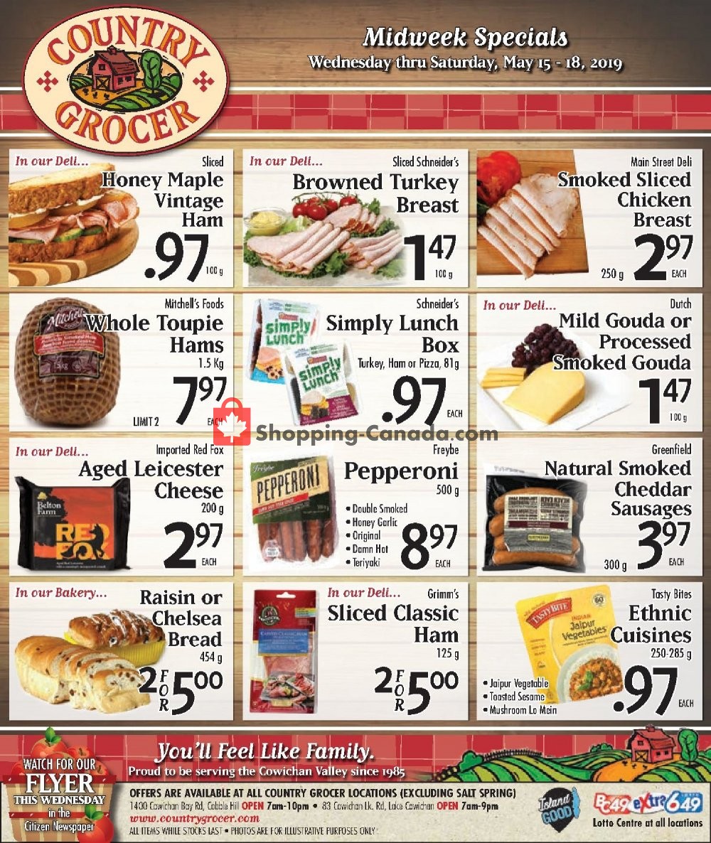 Country Grocer flyer from Wednesday May 15, 2019 to Saturday May 18, 2019 - page 1