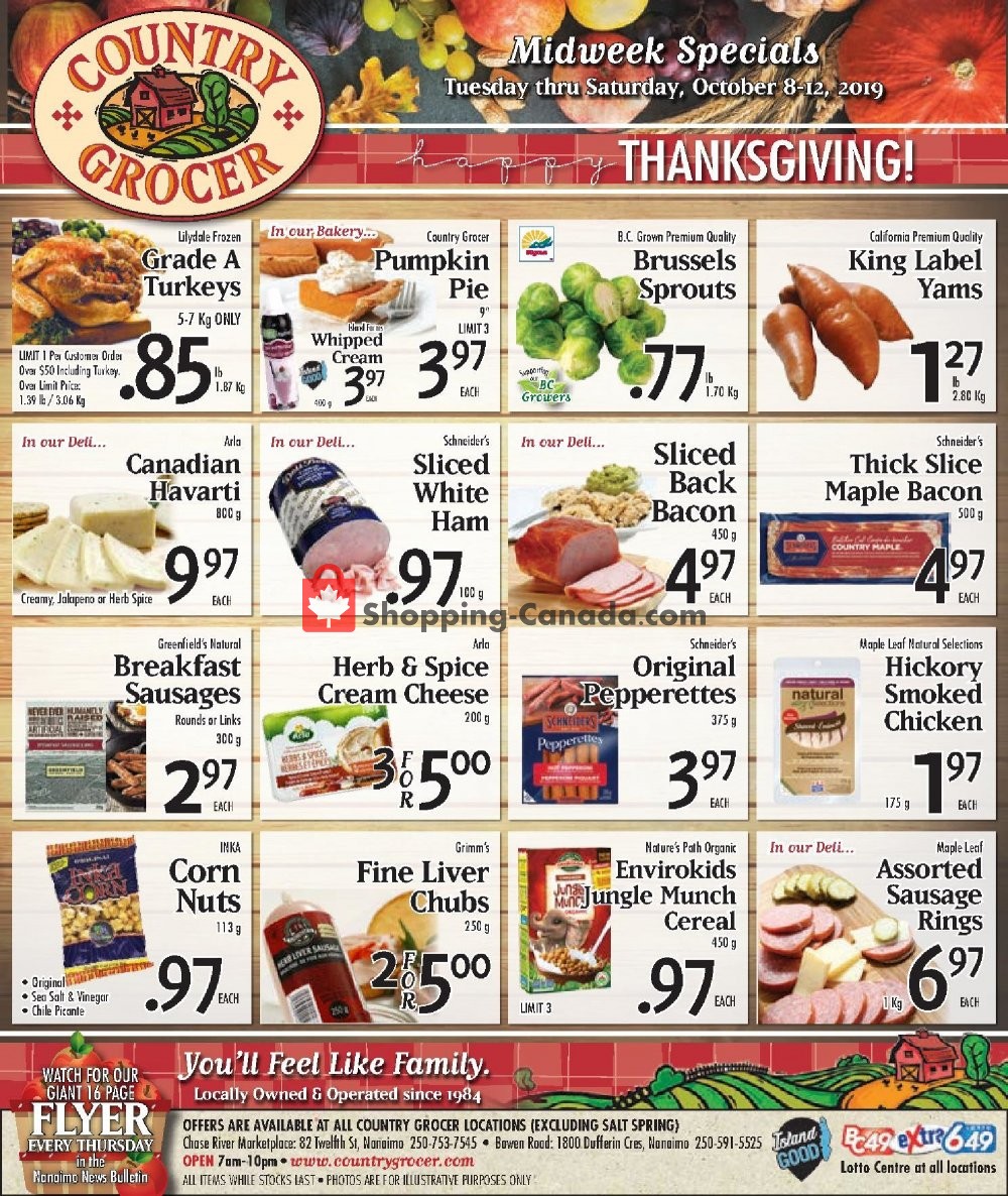 Country Grocer flyer from Tuesday October 8, 2019 to Saturday October 12, 2019 - page 1
