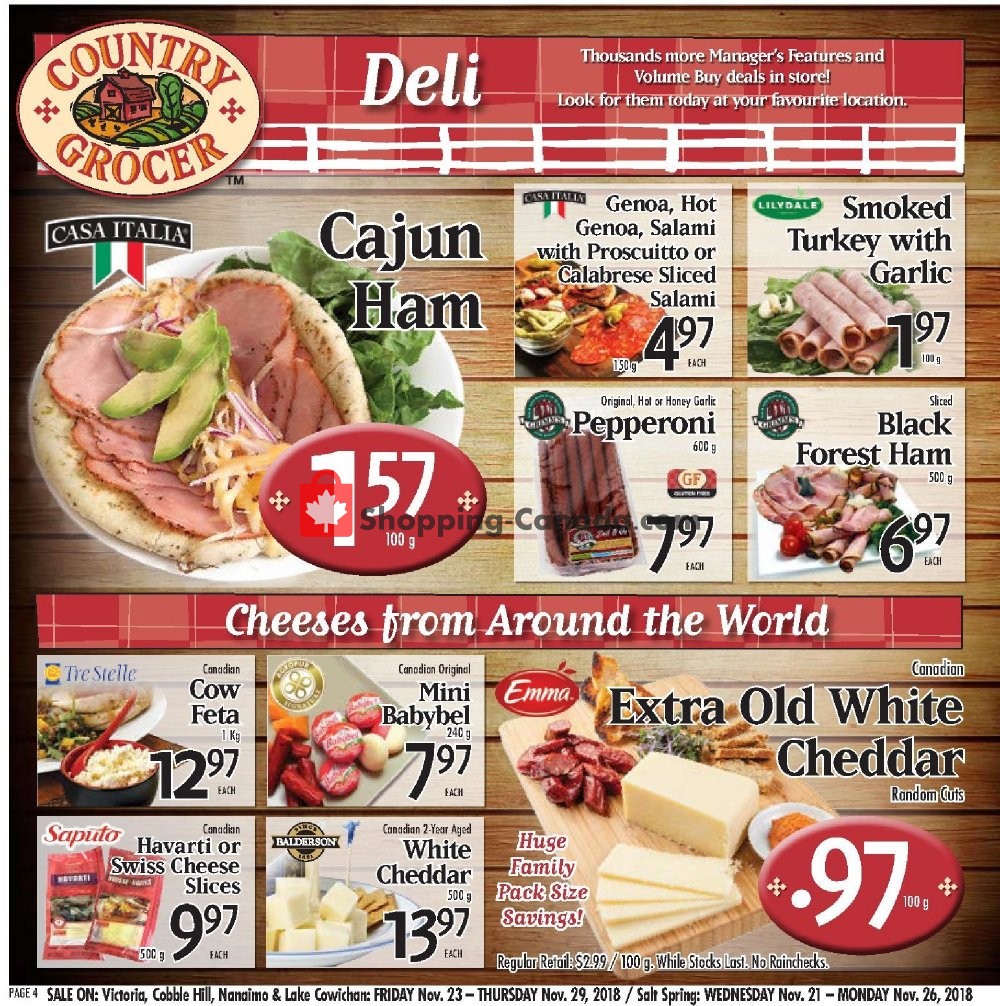 Country Grocer flyer from Friday November 23, 2018 to Thursday November 29, 2018 - page 4