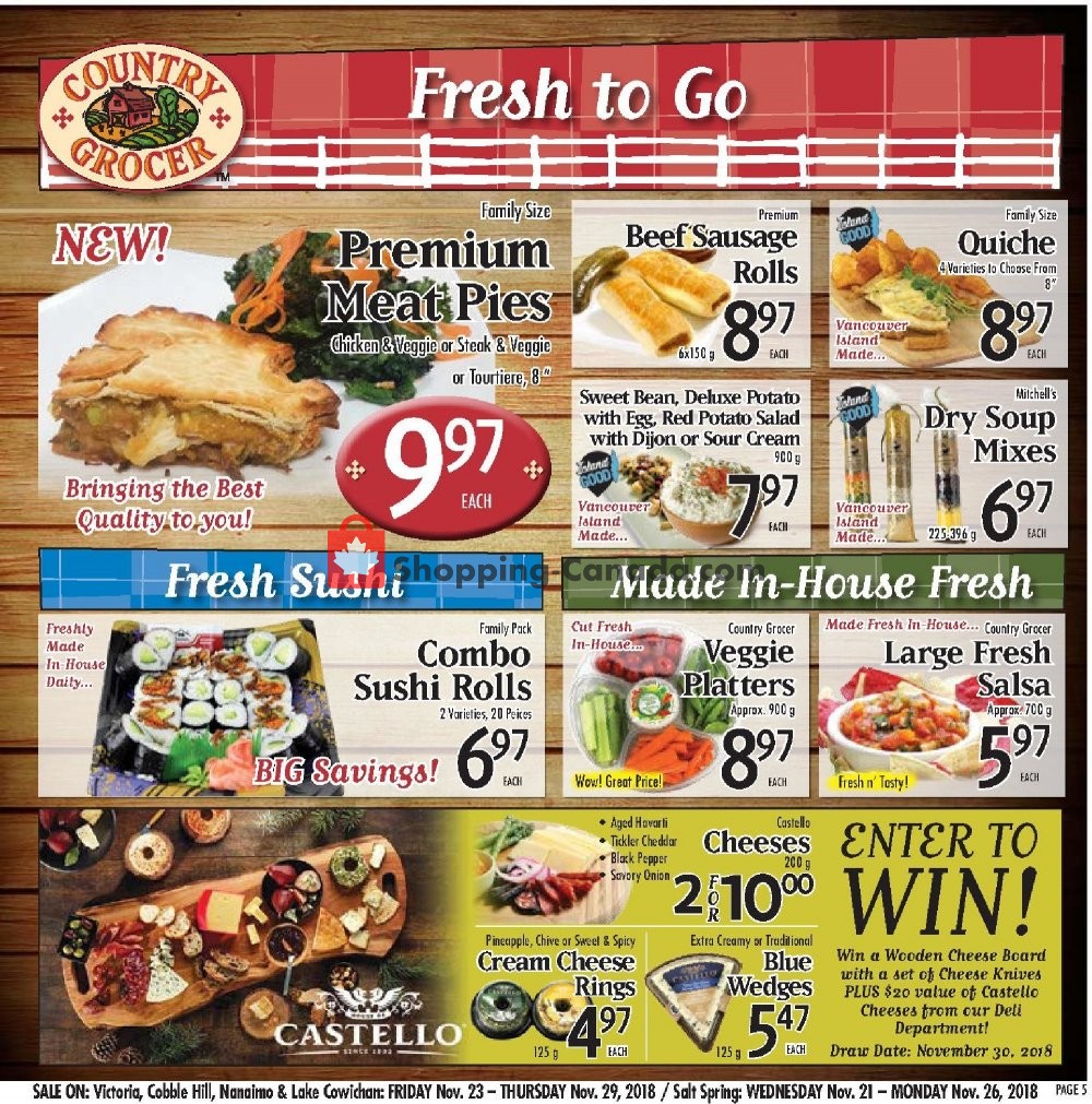Country Grocer flyer from Friday November 23, 2018 to Thursday November 29, 2018 - page 5
