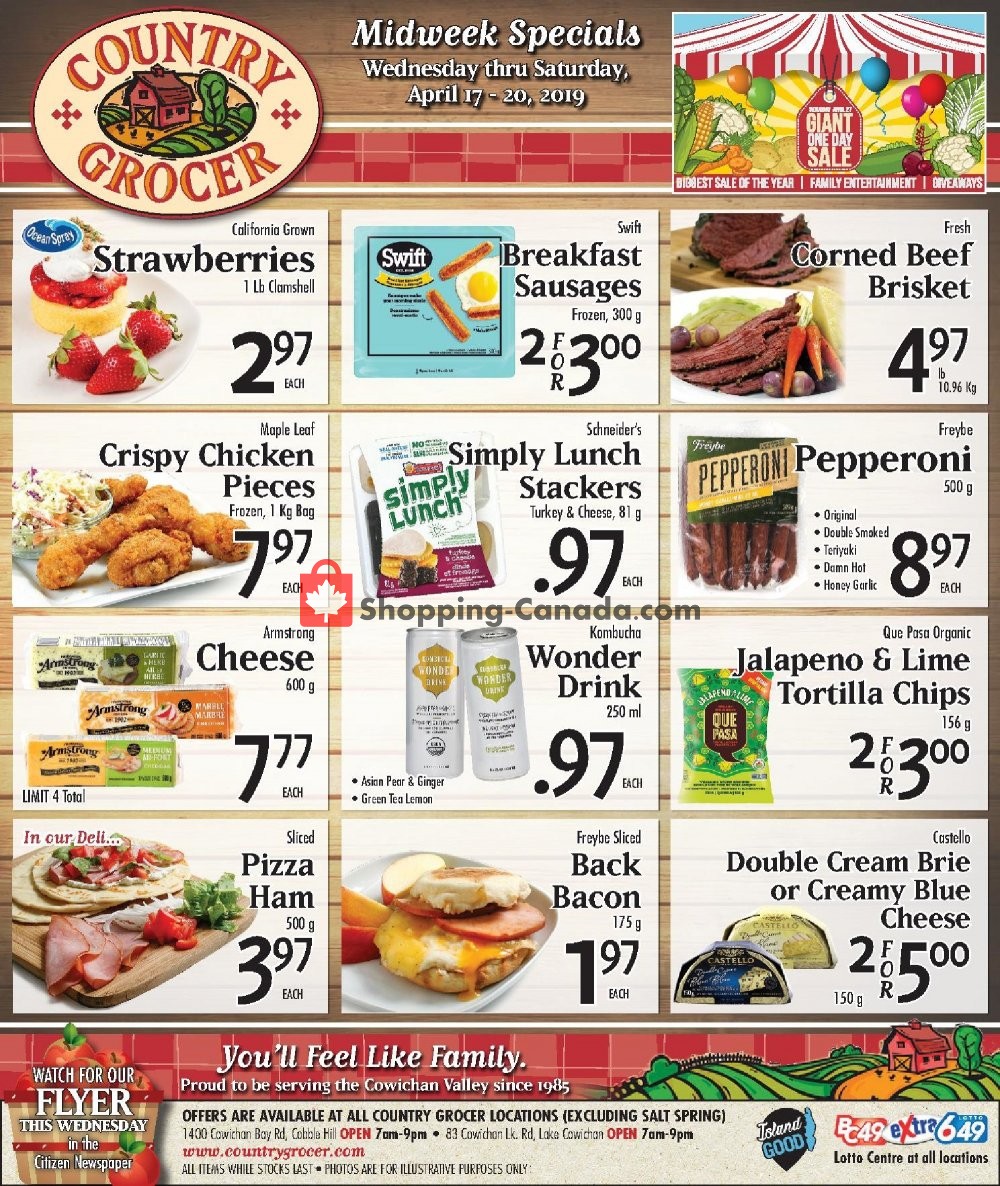 Country Grocer flyer from Wednesday April 17, 2019 to Saturday April 20, 2019 - page 1