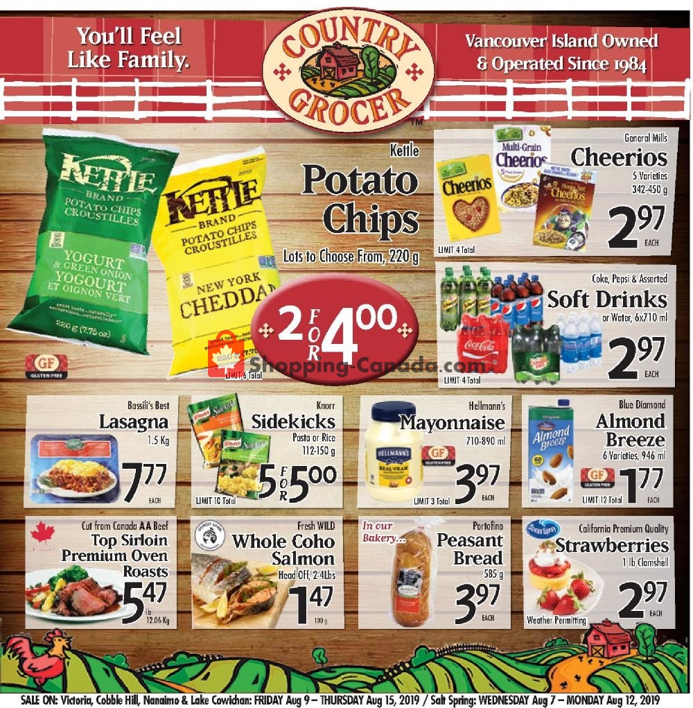 Country Grocer flyer from Friday August 9, 2019 to Thursday August 15, 2019 - page 1
