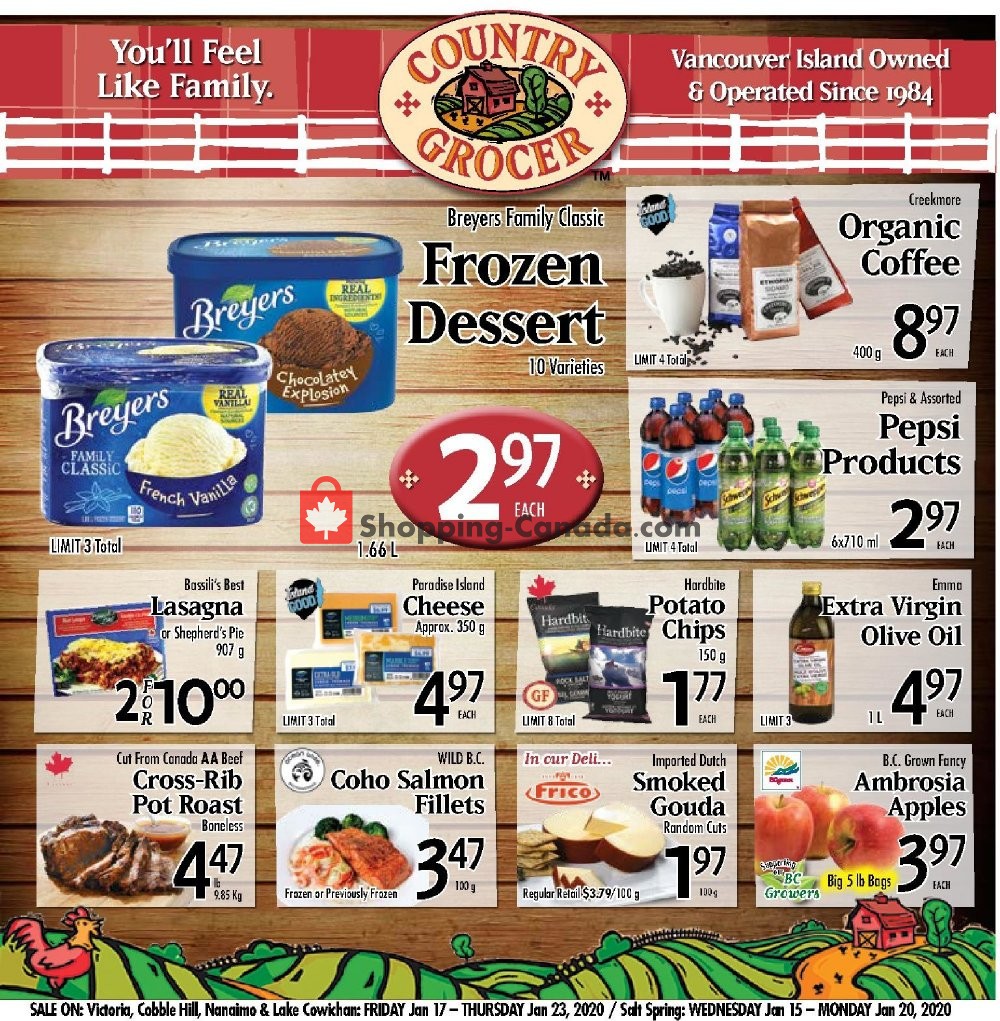 Country Grocer flyer from Friday January 17, 2020 to Thursday January 23, 2020 - page 1