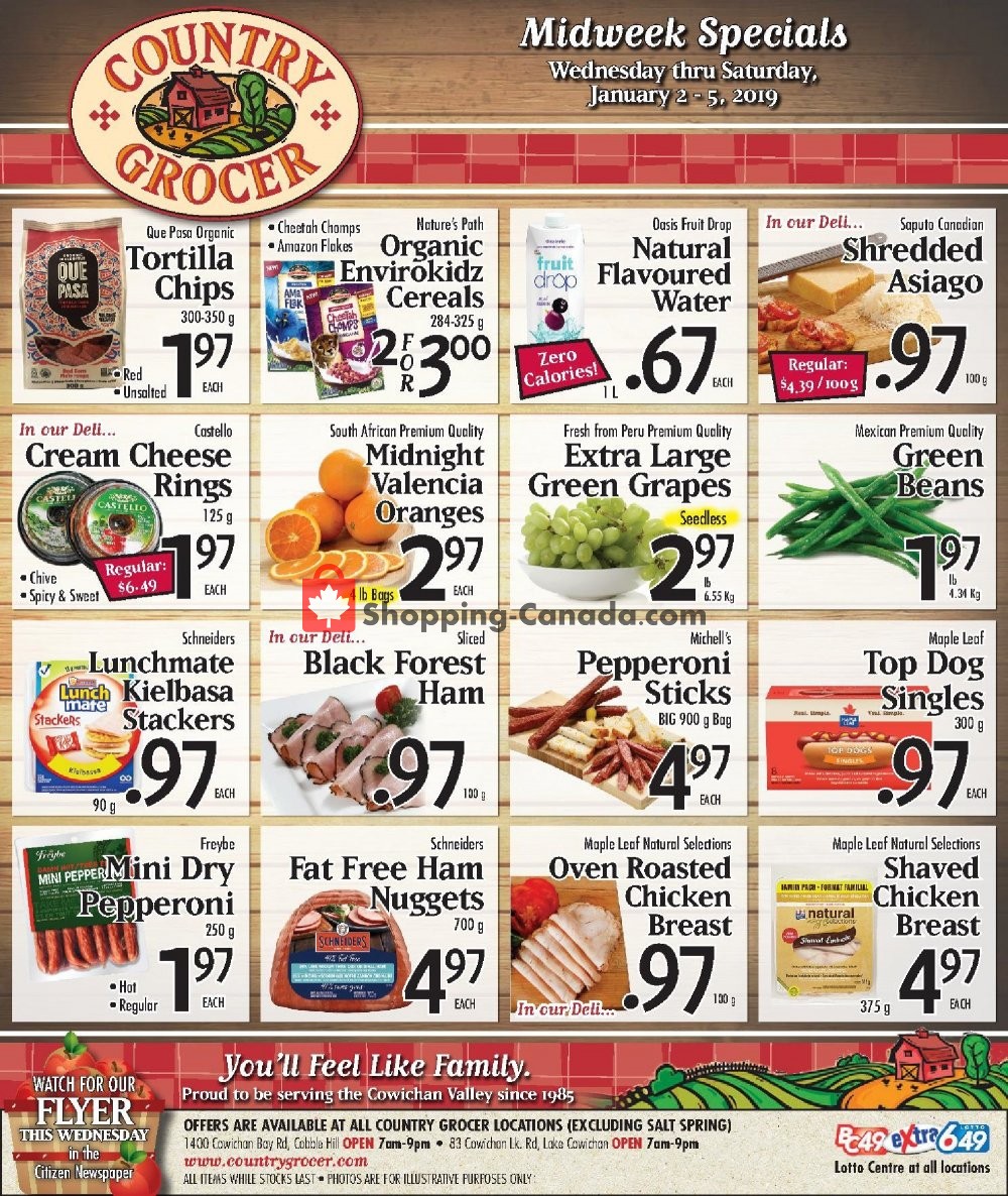 Country Grocer flyer from Wednesday January 2, 2019 to Saturday January 5, 2019 - page 1