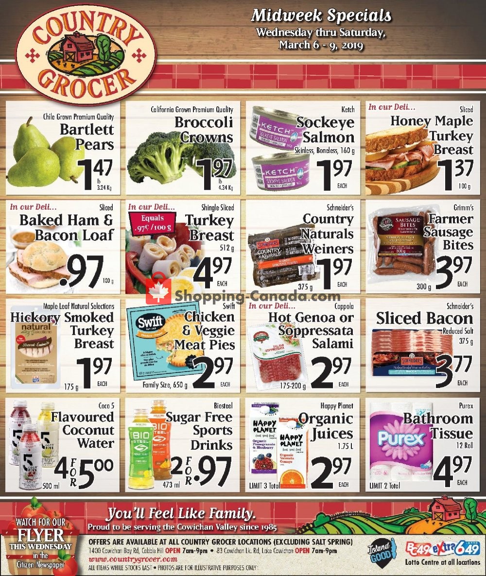 Country Grocer flyer from Wednesday March 6, 2019 to Saturday March 9, 2019 - page 1