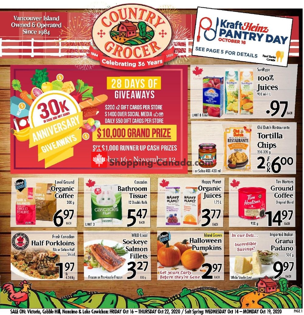 Country Grocer flyer from Friday October 16, 2020 to Thursday October 22, 2020 - page 1