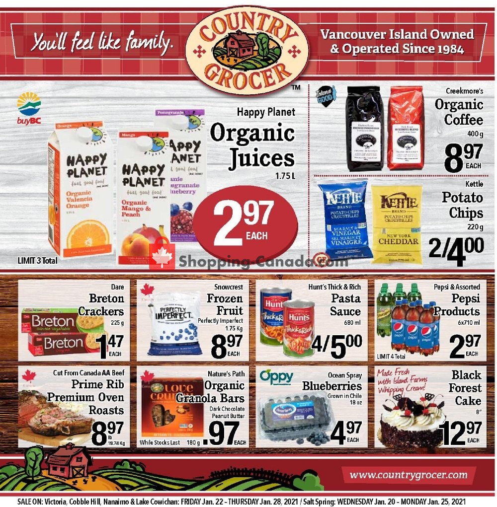 Country Grocer Canada, flyer (You Will Feel Like Family) January 22