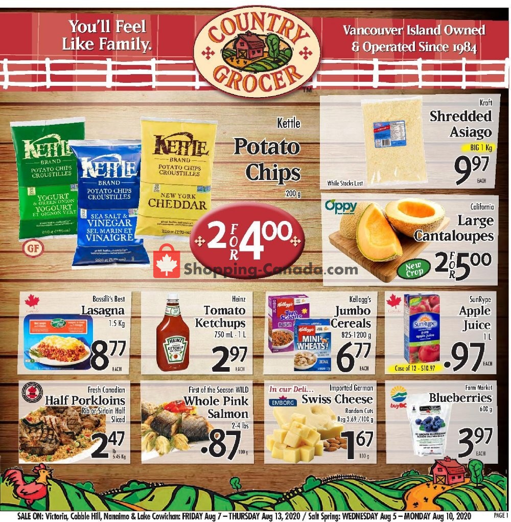 Country Grocer flyer from Friday August 7, 2020 to Thursday August 13, 2020 - page 1