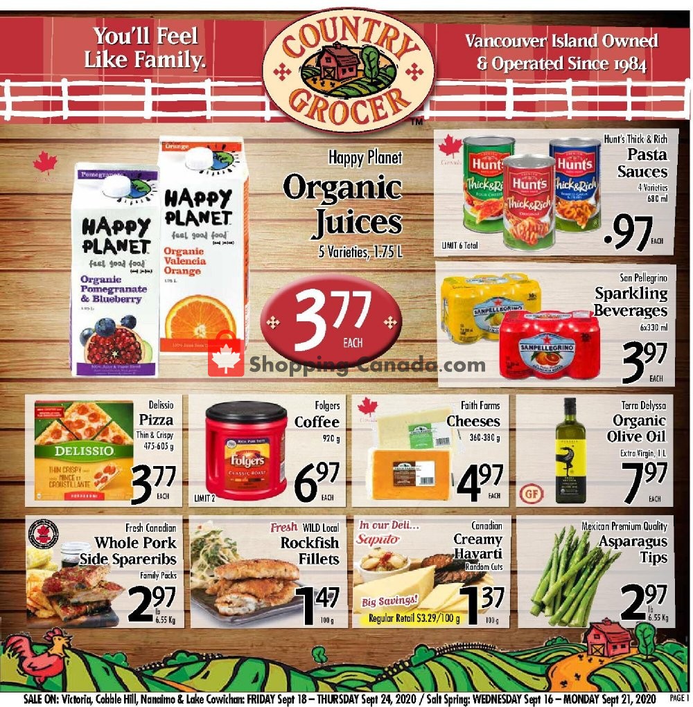 Country Grocer Canada, flyer (You'll Feel Like Family) September 18