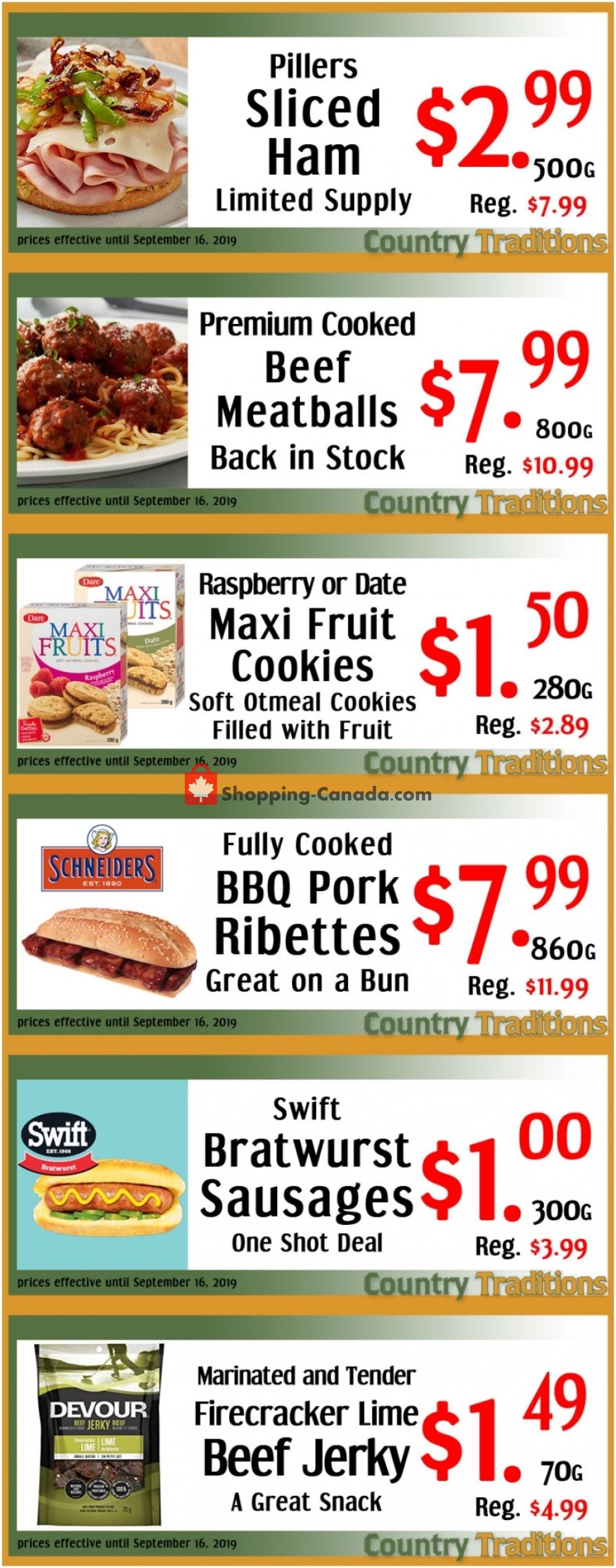 Country Traditions flyer from Wednesday September 11, 2019 to Monday September 16, 2019 - page 1