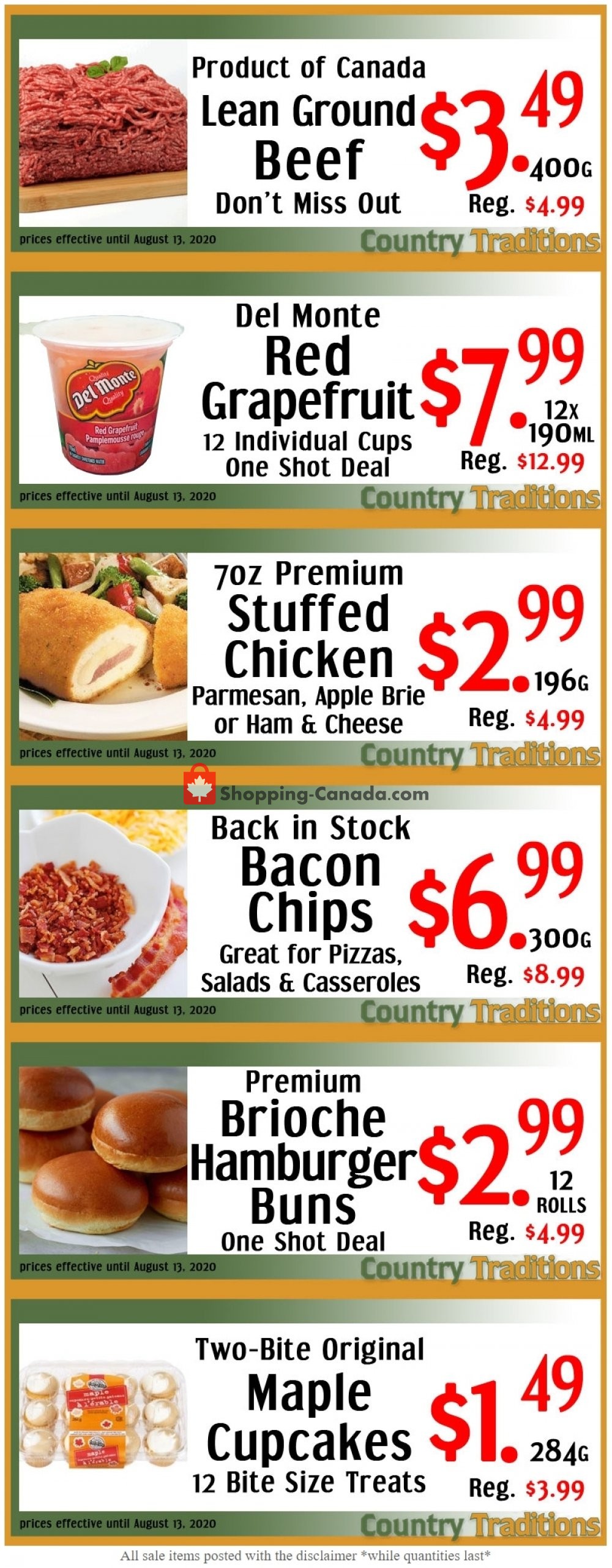 Country Traditions flyer from Thursday August 6, 2020 to Thursday August 20, 2020 - page 1