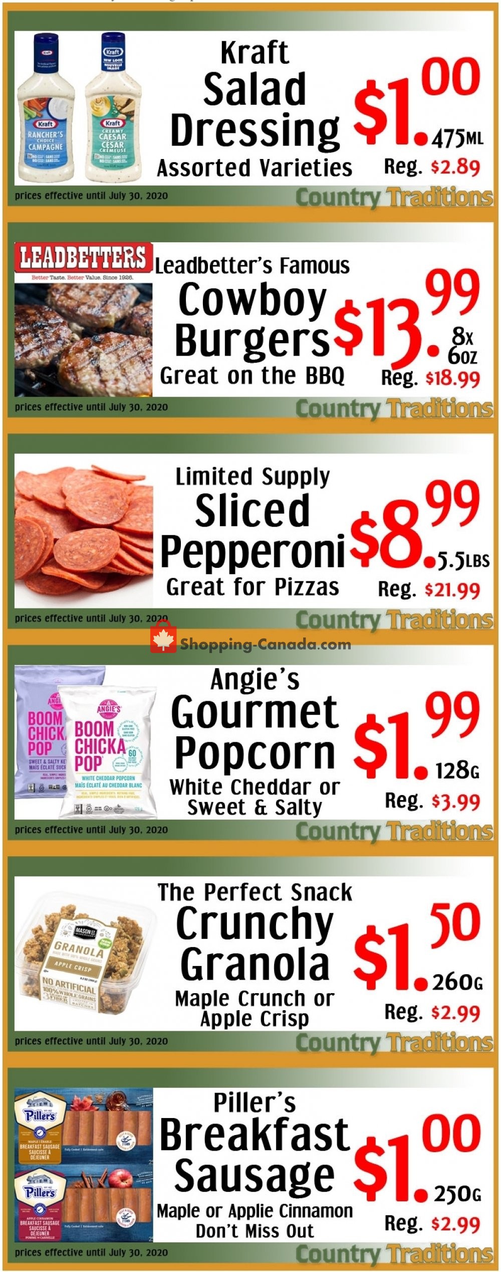 Country Traditions flyer from Friday July 24, 2020 to Thursday July 30, 2020 - page 1