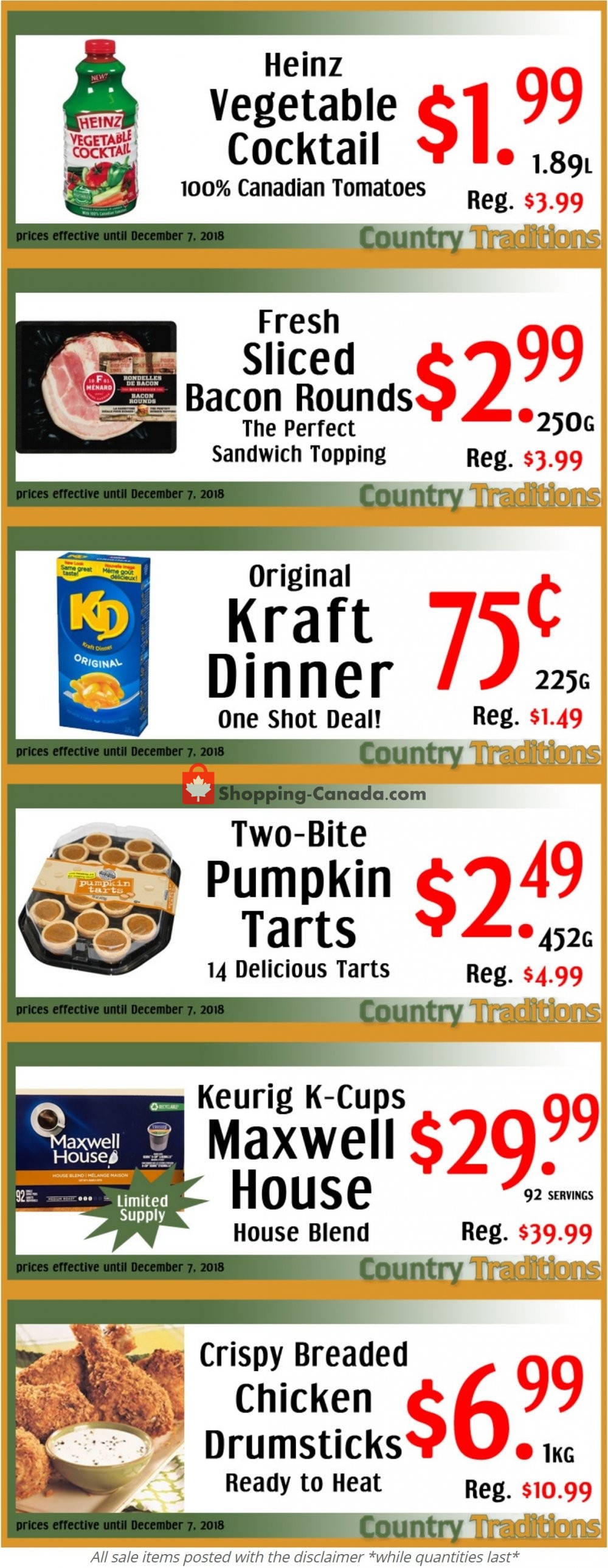 Country Traditions flyer from Saturday December 1, 2018 to Friday December 7, 2018 - page 1