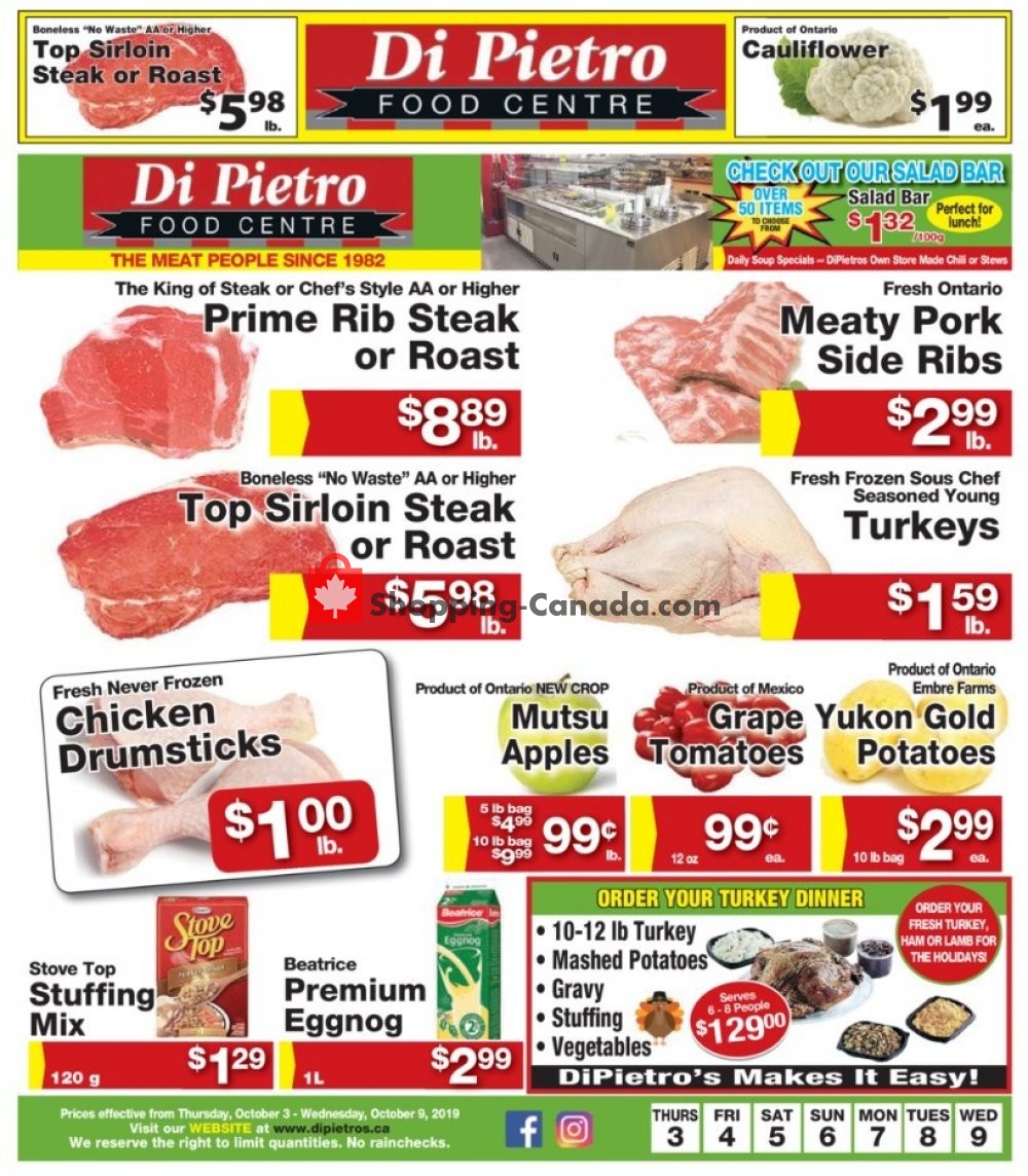 DiPietro's flyer from Thursday October 3, 2019 to Wednesday October 9, 2019 - page 1