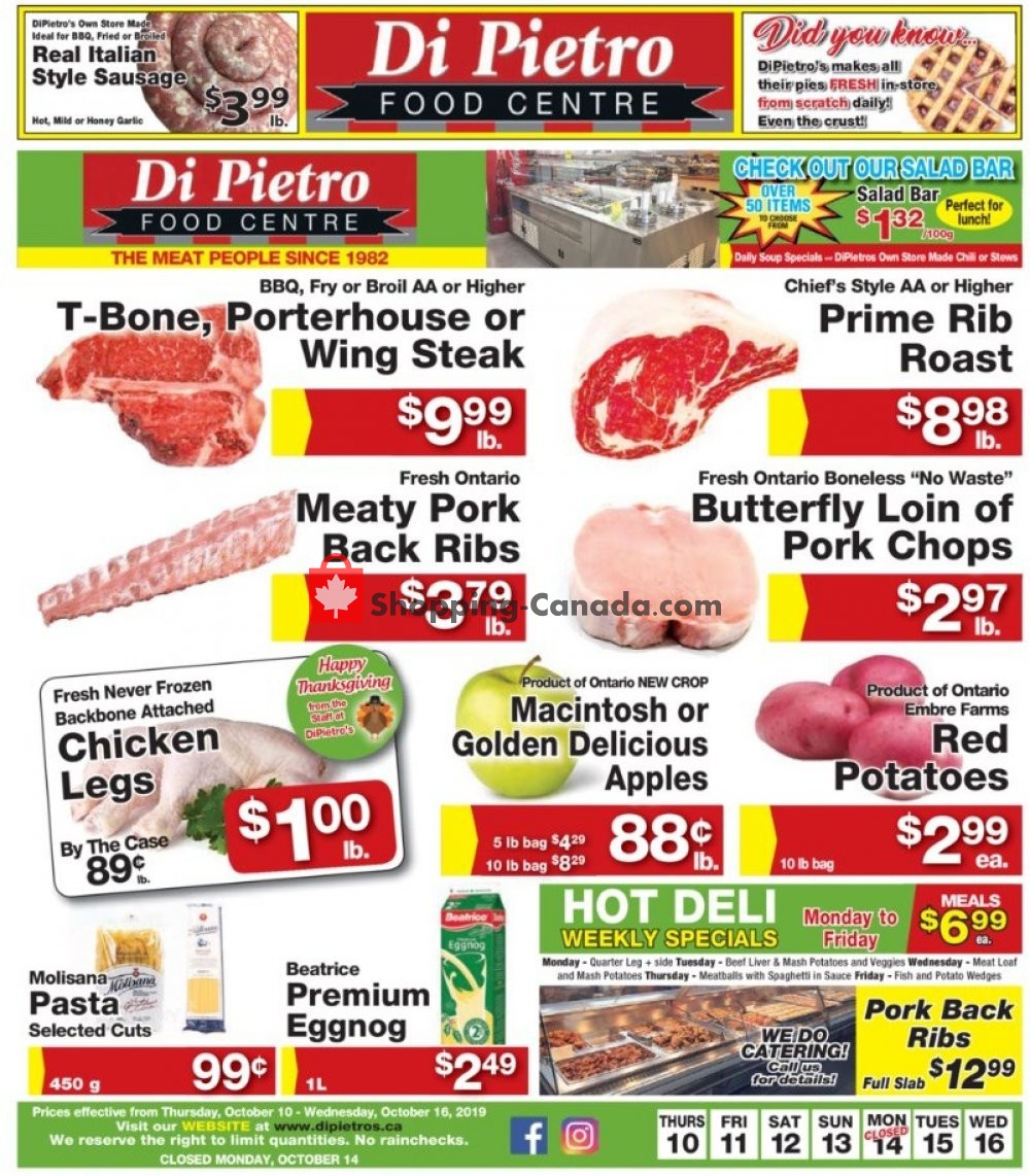 DiPietro's flyer from Thursday October 10, 2019 to Wednesday October 16, 2019 - page 1