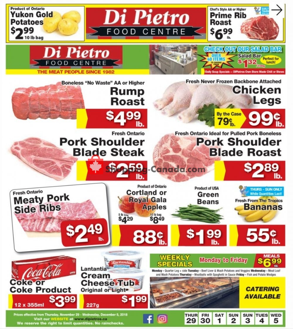 DiPietro's flyer from Thursday November 29, 2018 to Wednesday December 5, 2018 - page 1