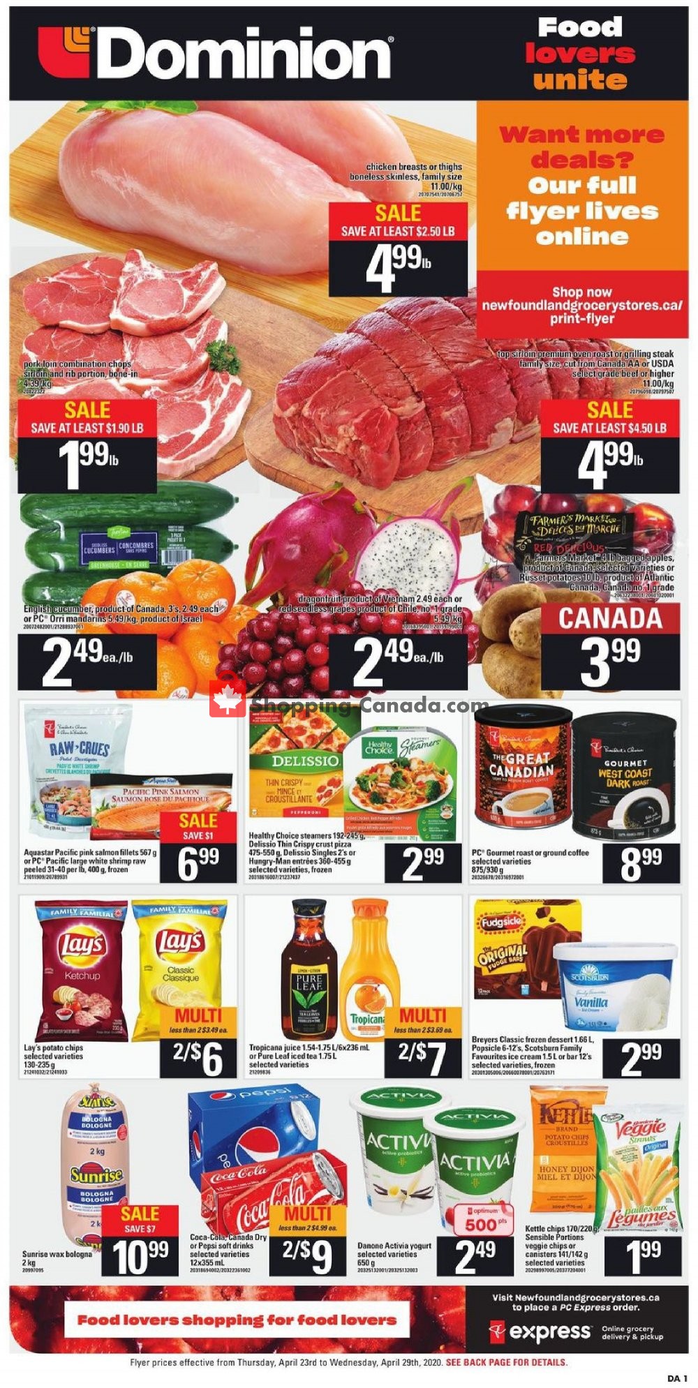 Dominion flyer from Thursday April 23, 2020 to Wednesday April 29, 2020 - page 1
