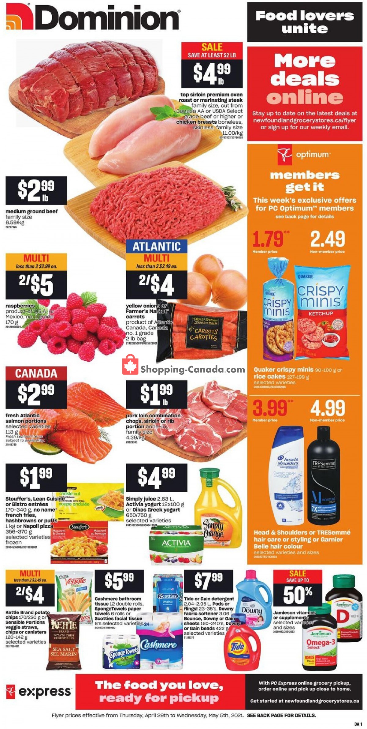 Dominion flyer from Thursday April 29, 2021 to Wednesday May 5, 2021 - page 1