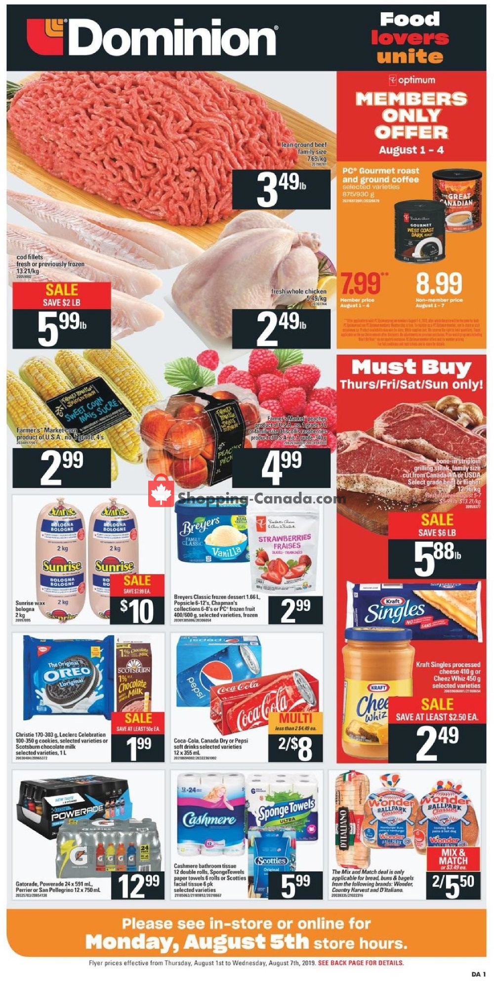 Dominion flyer from Thursday August 1, 2019 to Wednesday August 7, 2019 - page 1