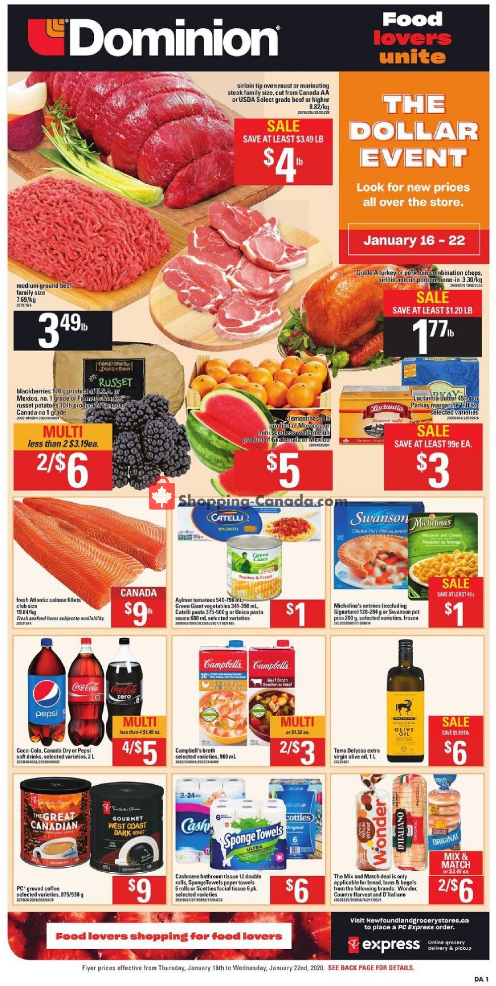 Dominion flyer from Thursday January 16, 2020 to Wednesday January 22, 2020 - page 1