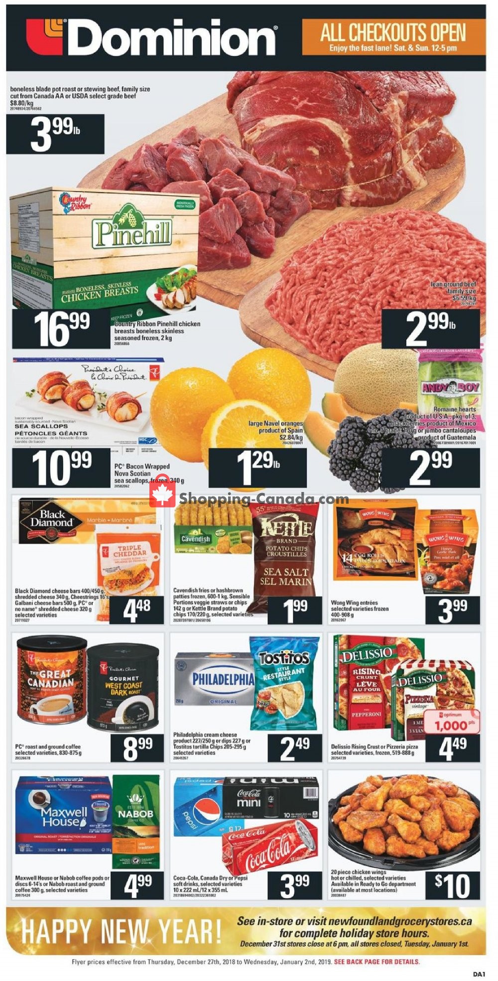 Dominion flyer from Thursday December 27, 2018 to Wednesday January 2, 2019 - page 1