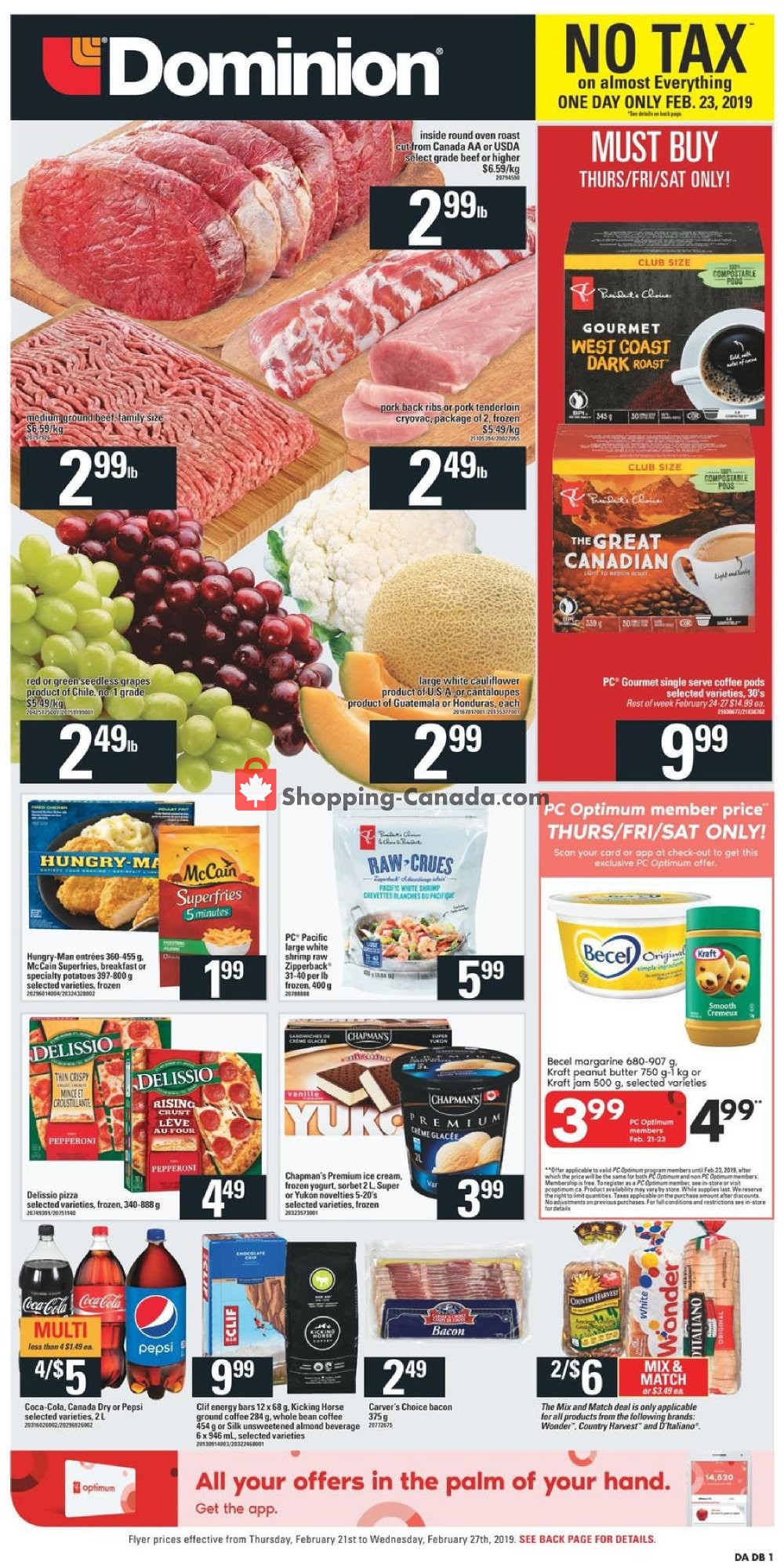 Dominion flyer from Thursday February 21, 2019 to Wednesday February 27, 2019 - page 1