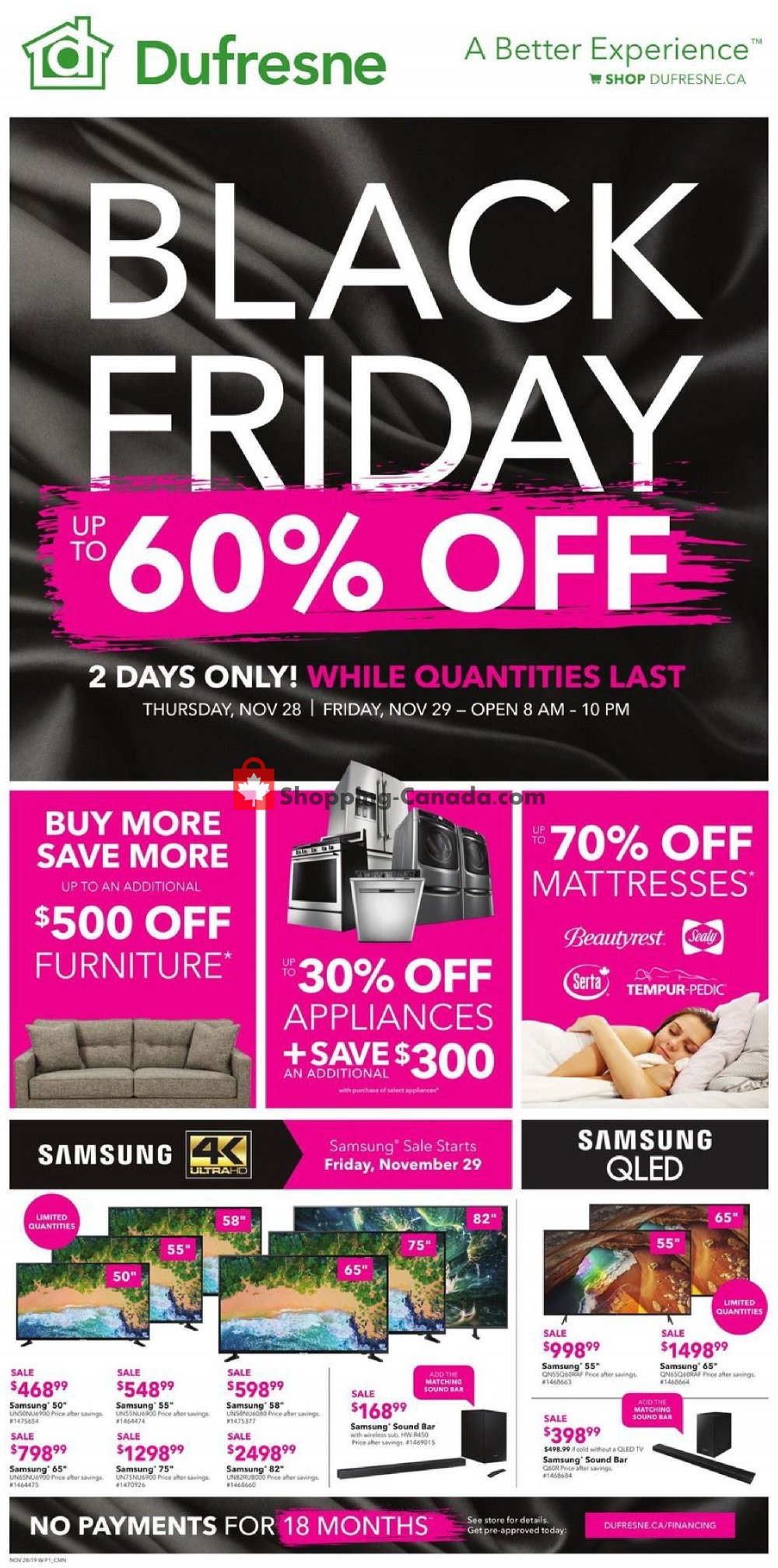 Dufresne Canada, flyer (Black Friday) November 28 November 29