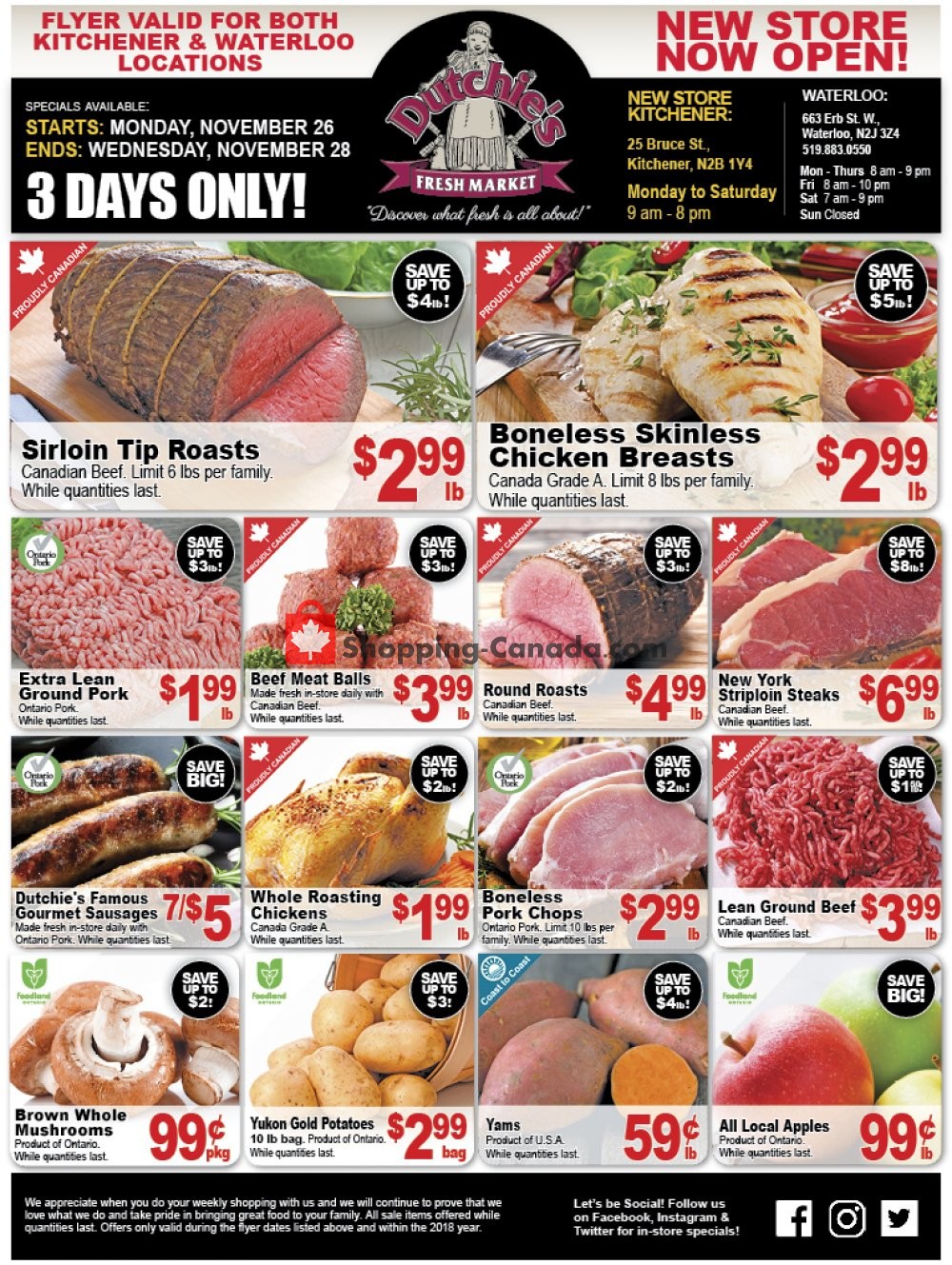 Dutchie's Fresh Market flyer from Monday November 26, 2018 to Wednesday November 28, 2018 - page 1