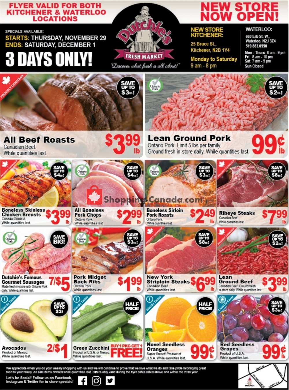 Dutchie's Fresh Market flyer from Thursday November 29, 2018 to Saturday December 1, 2018 - page 1