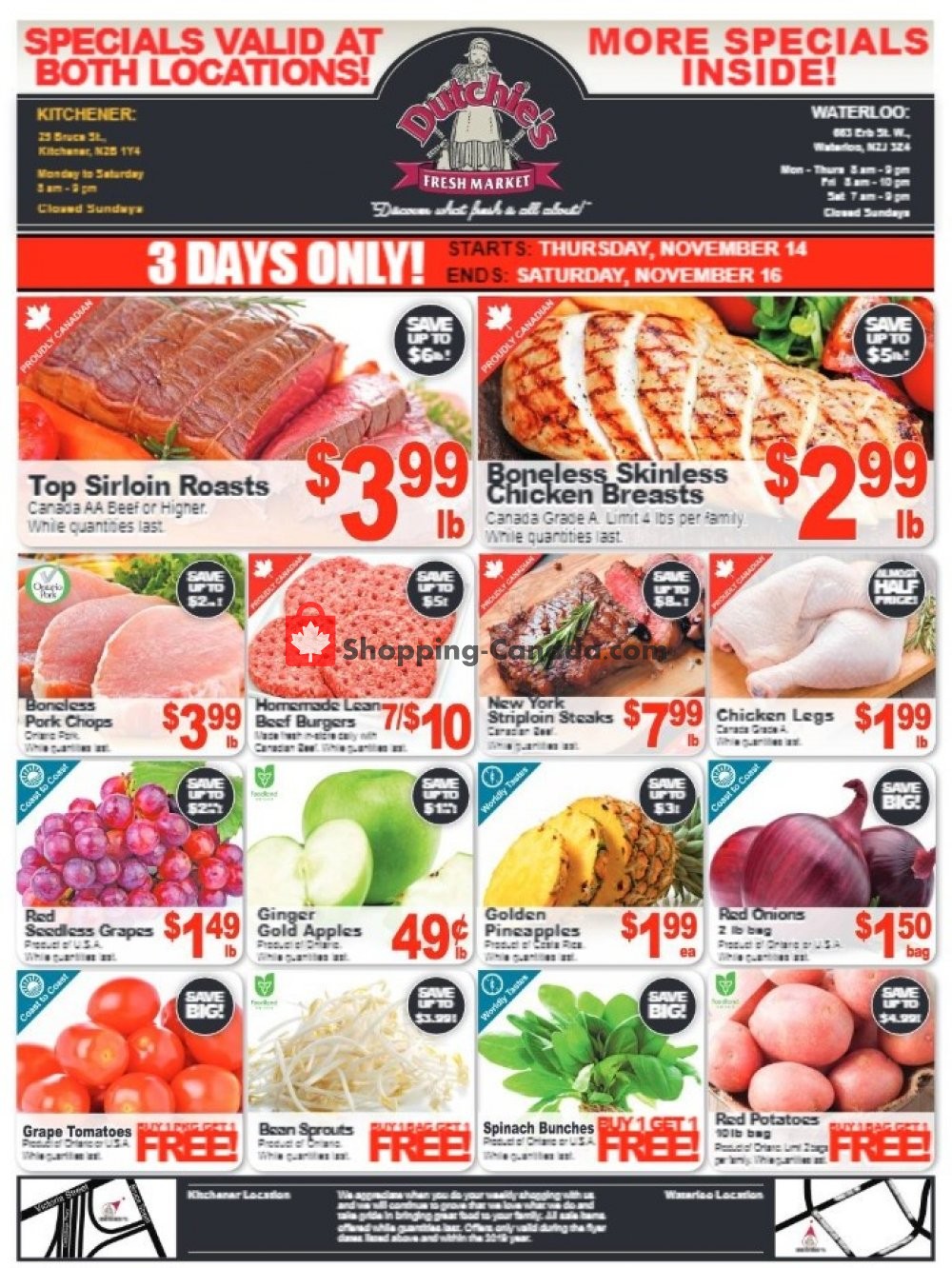 Dutchie's Fresh Market flyer from Thursday November 14, 2019 to Saturday November 16, 2019 - page 1