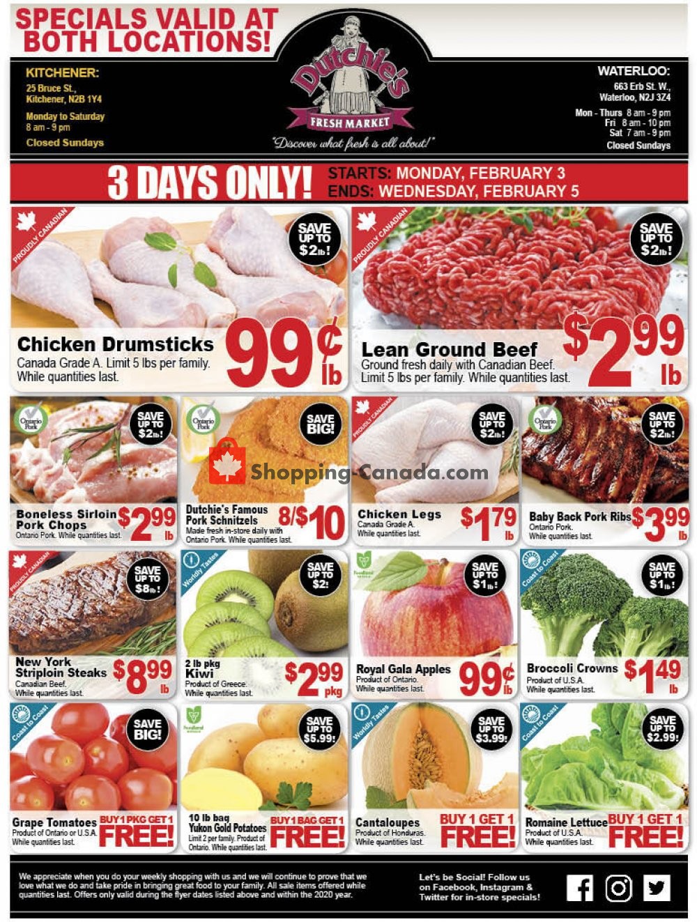 Dutchie's Fresh Market flyer from Monday February 3, 2020 to Wednesday February 5, 2020 - page 1