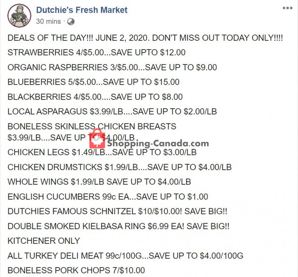Dutchie's Fresh Market flyer from Tuesday June 2, 2020 to Tuesday June 2, 2020 - page 1