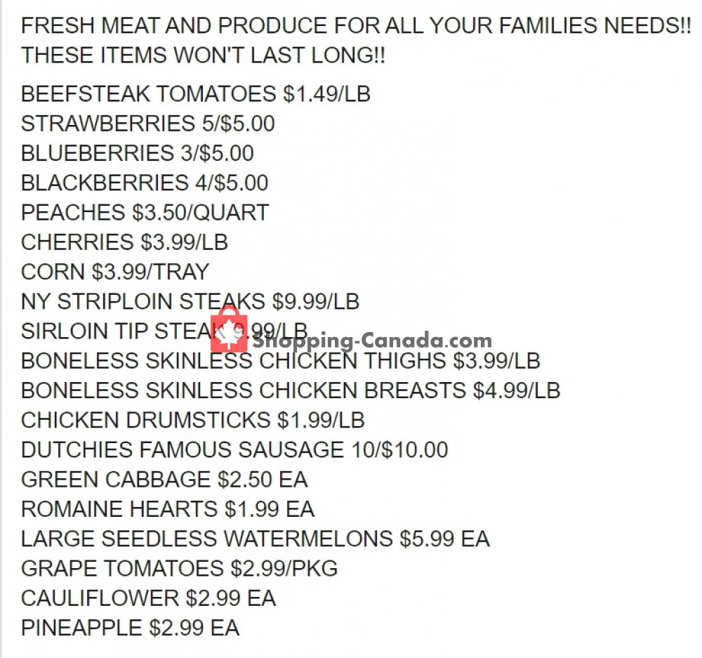 Dutchie's Fresh Market flyer from Friday May 22, 2020 to Friday May 22, 2020 - page 1