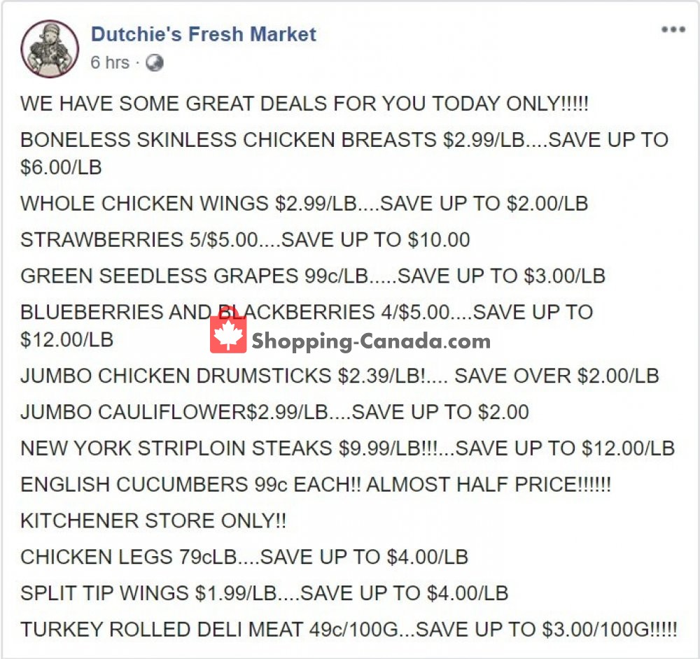 Dutchie's Fresh Market flyer from Tuesday May 26, 2020 to Tuesday May 26, 2020 - page 1