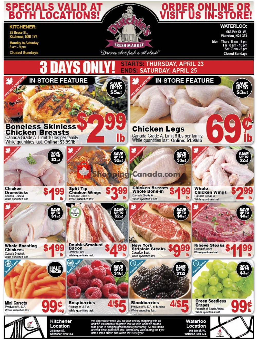 Dutchie's Fresh Market flyer from Thursday April 23, 2020 to Saturday April 25, 2020 - page 1